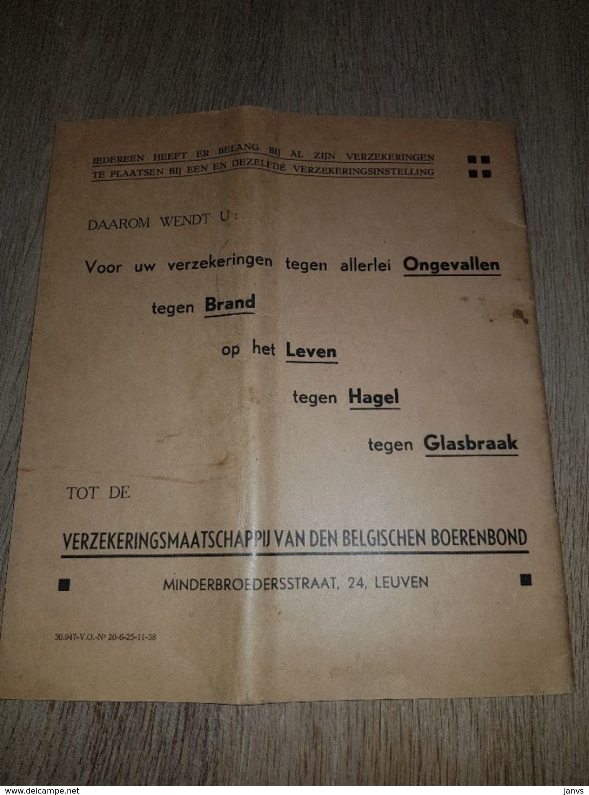 Daglogboek Verzekeringsmaatschappij Van Den Belgischen Boerenbond - Leuven - Mechelen - Georges Beel Anzegem 1941 - Otros & Sin Clasificación