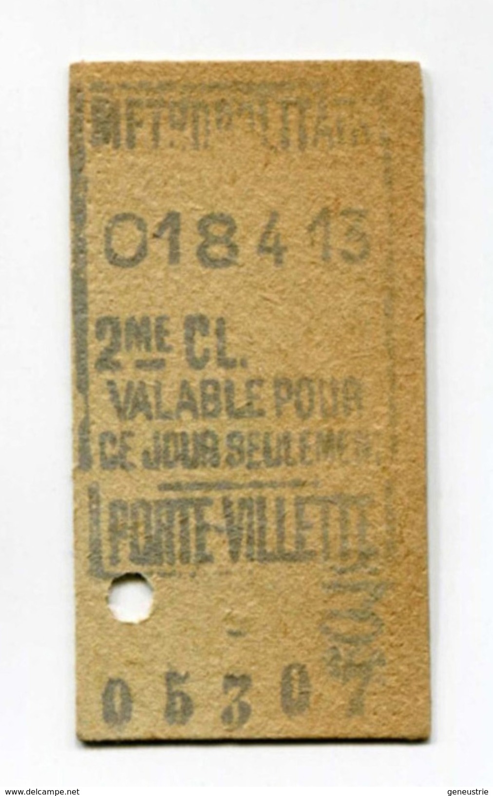 Beau Ticket De Métro Vers 1910 Ligne 7 - Station Porte De La Villette "Métropolitain - Paris" Chemin De Fer - Europe