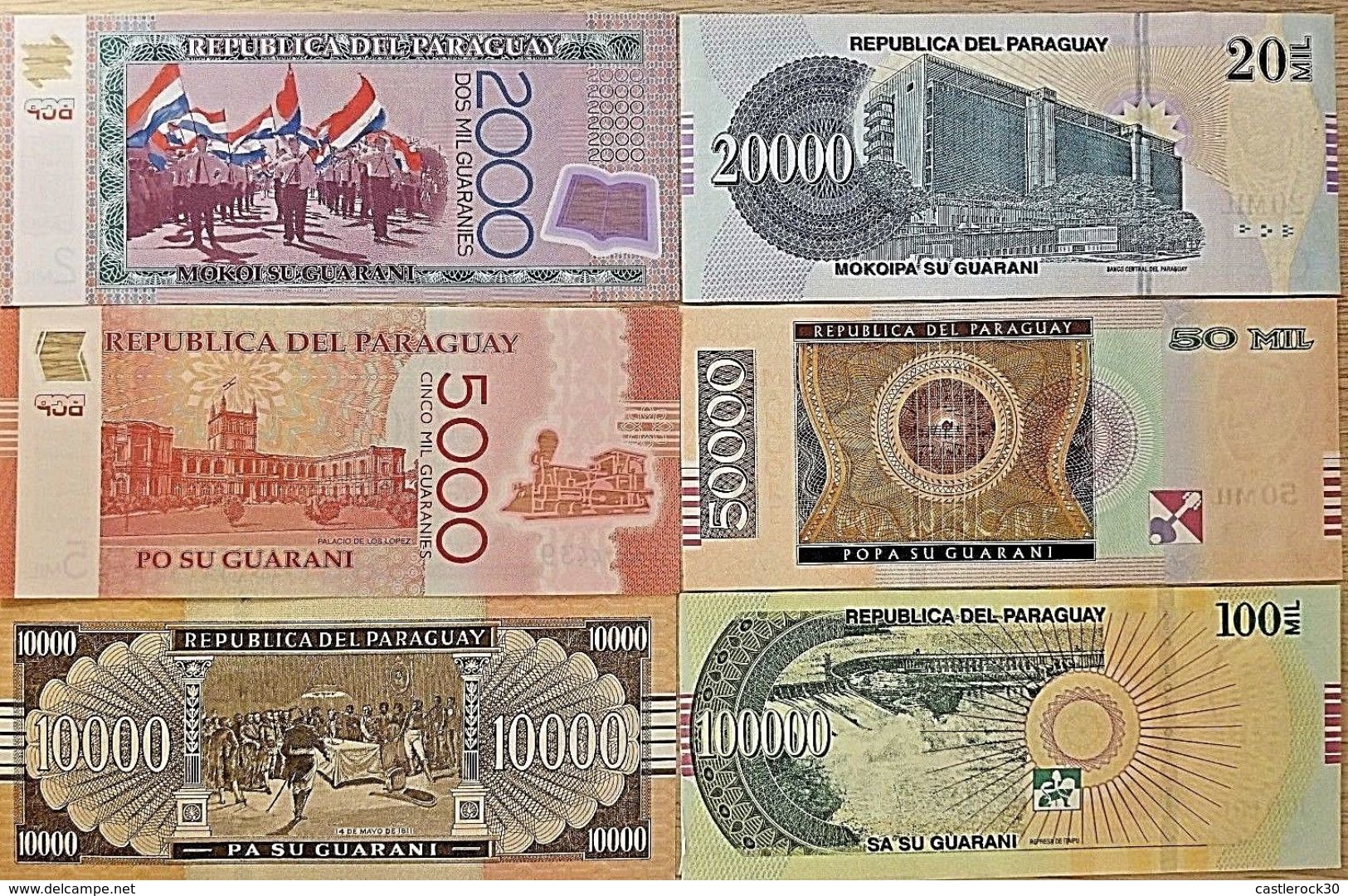 C) PARAGUAY BANK NOTE 6PC SET UNC ND 2011 - 2016 - Paraguay