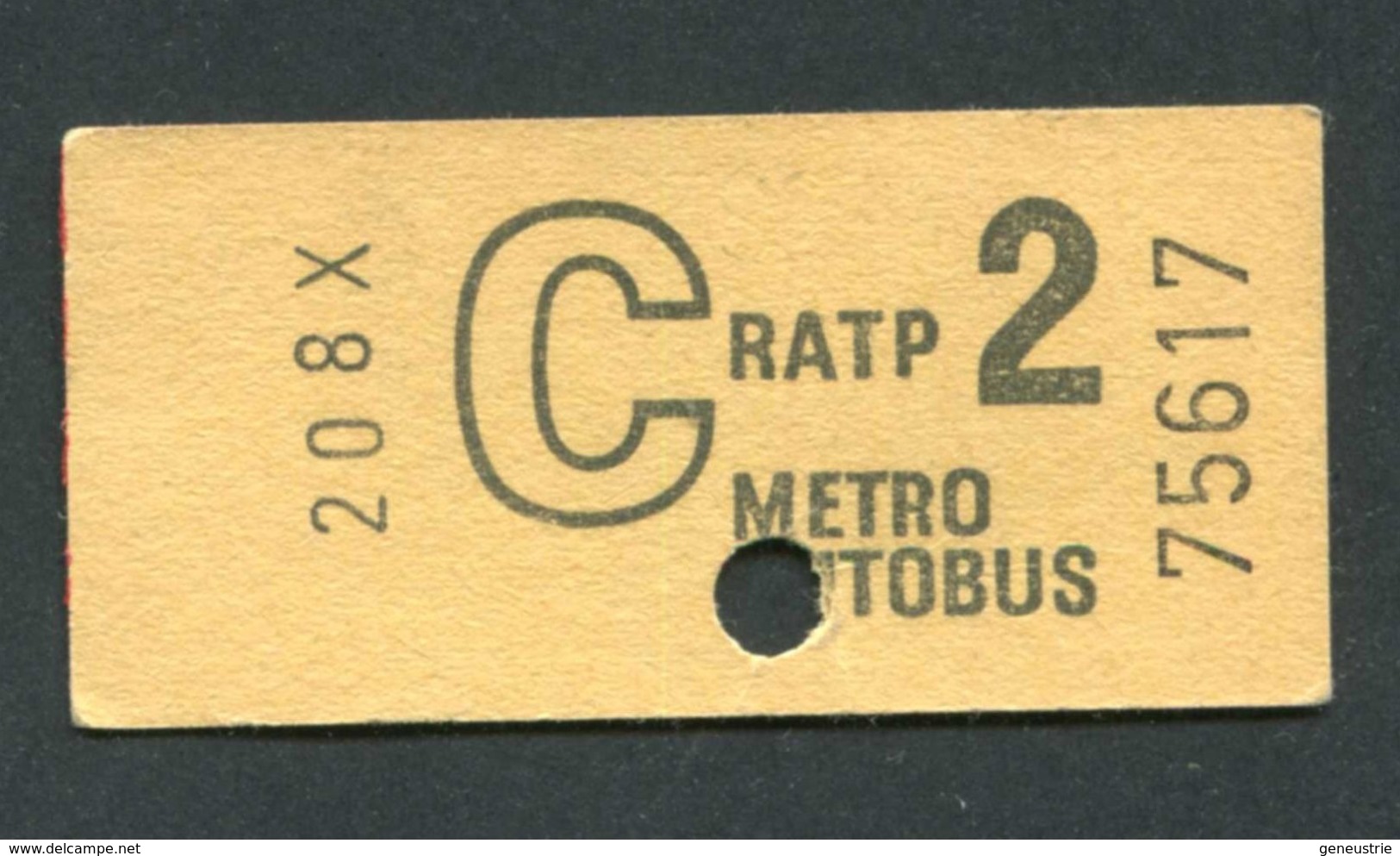 Très Beau Ticket De Métro  - Autobus Début Années 70 "Métropolitain - Paris" Chemin De Fer - Europe