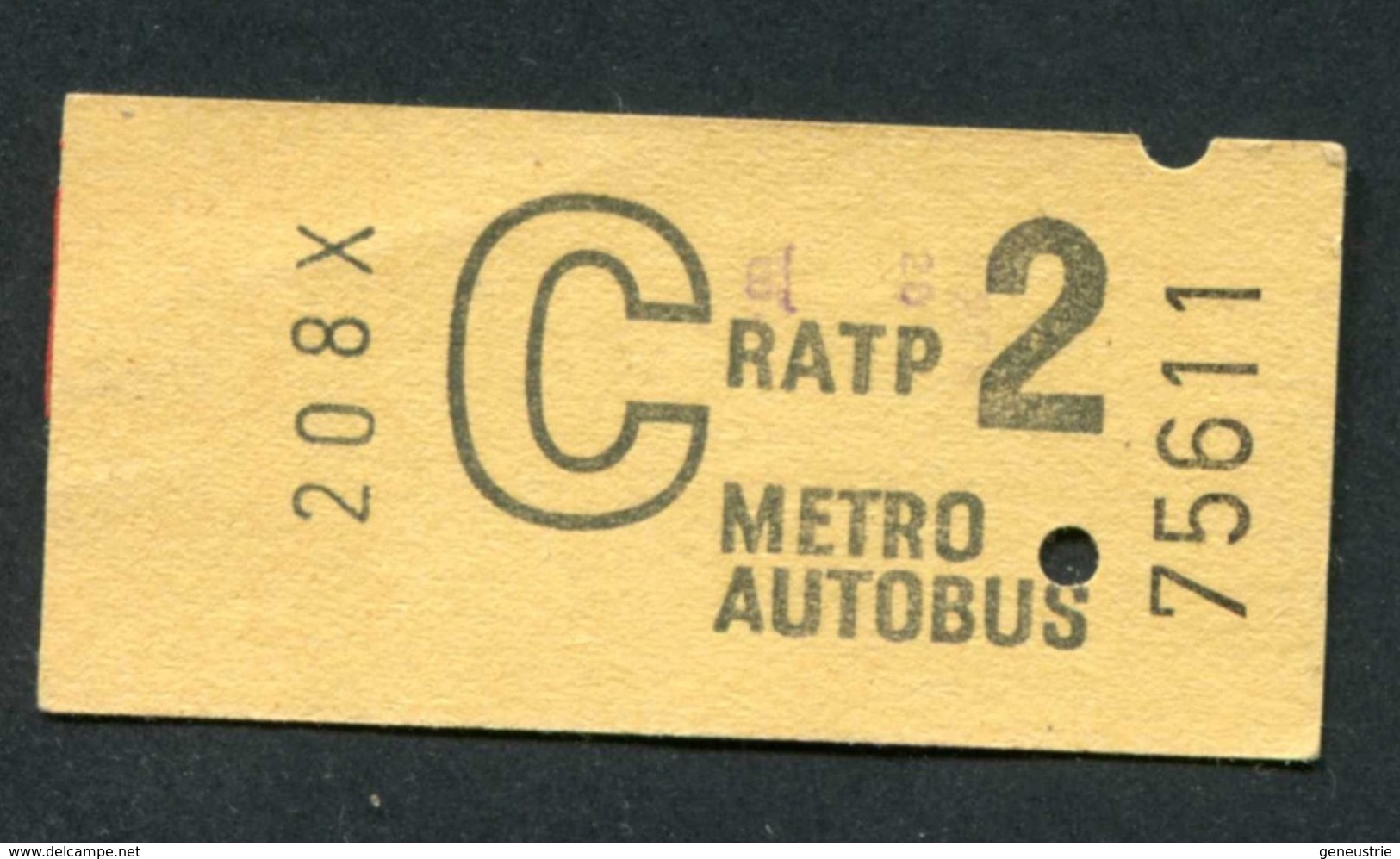 Très Beau Ticket De Métro - Autobus Début Années 70 "Métropolitain - Paris" Chemin De Fer - Europe