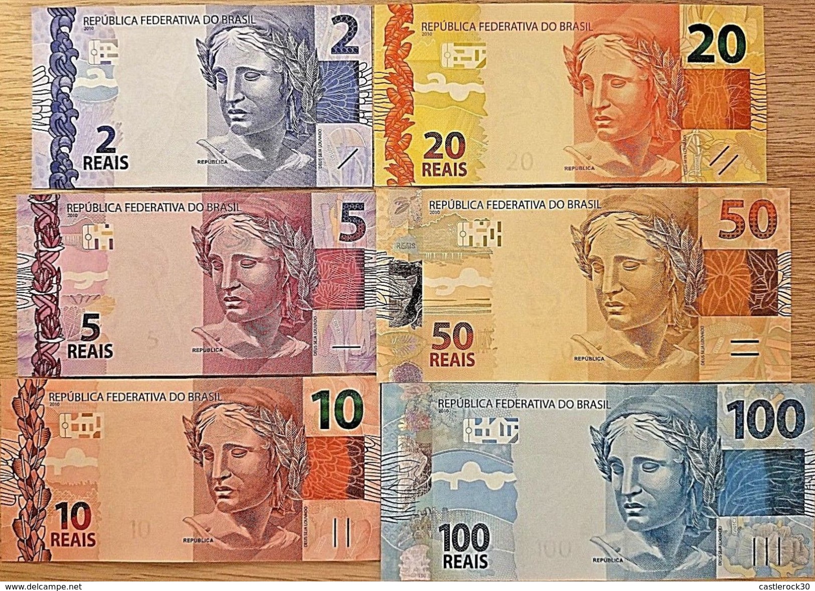 C) BRAZIL BANK NOTES 6PC SET REAIS UNC ND 2010 - Brazil