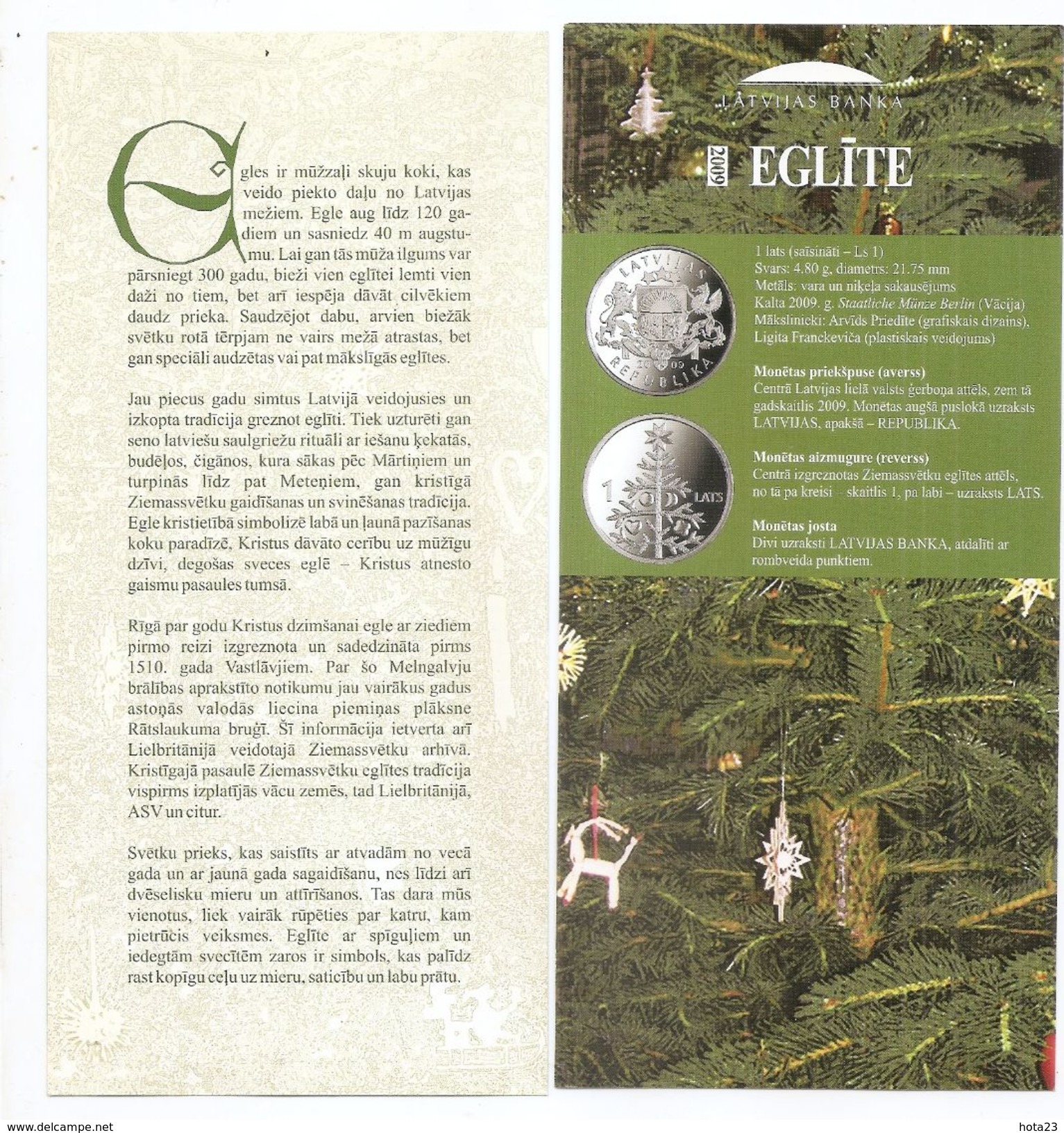 Latvia - Christmas Coin - Christmas Tree  - 2009 Y  Only Bank Booklet - Latvia