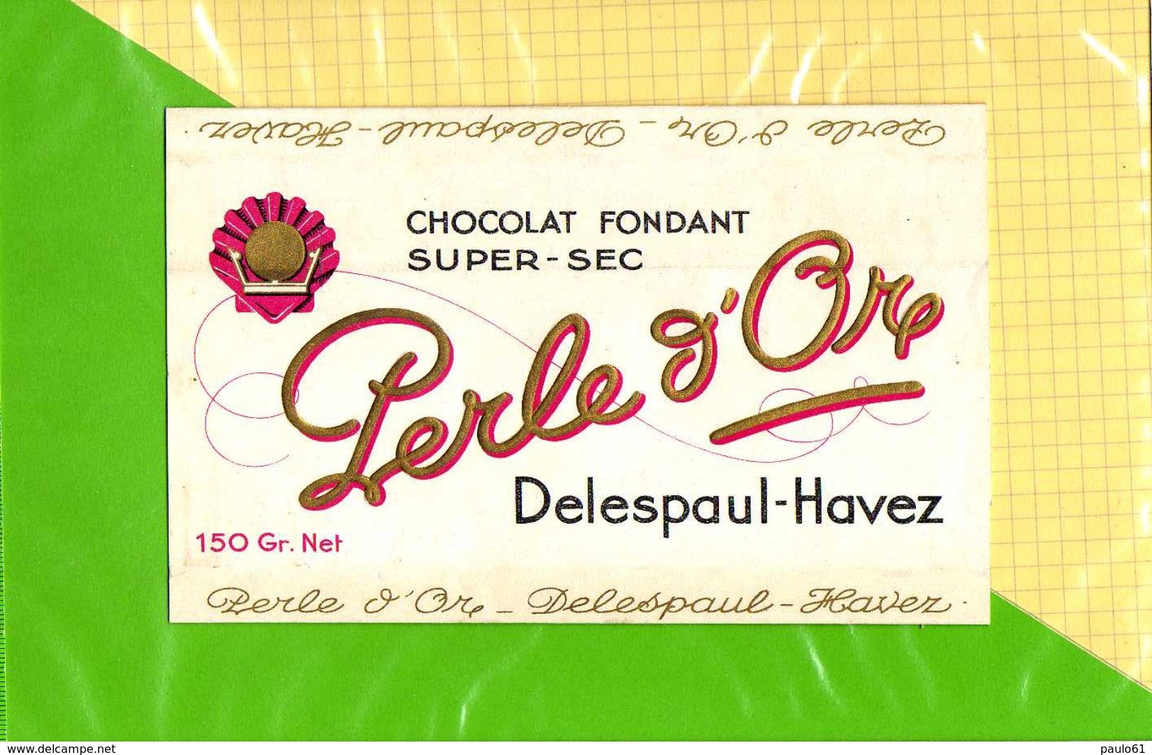 Etiquette De Chocolat  : Chocolat PERLE D'OR Delespaul Havez - Other & Unclassified