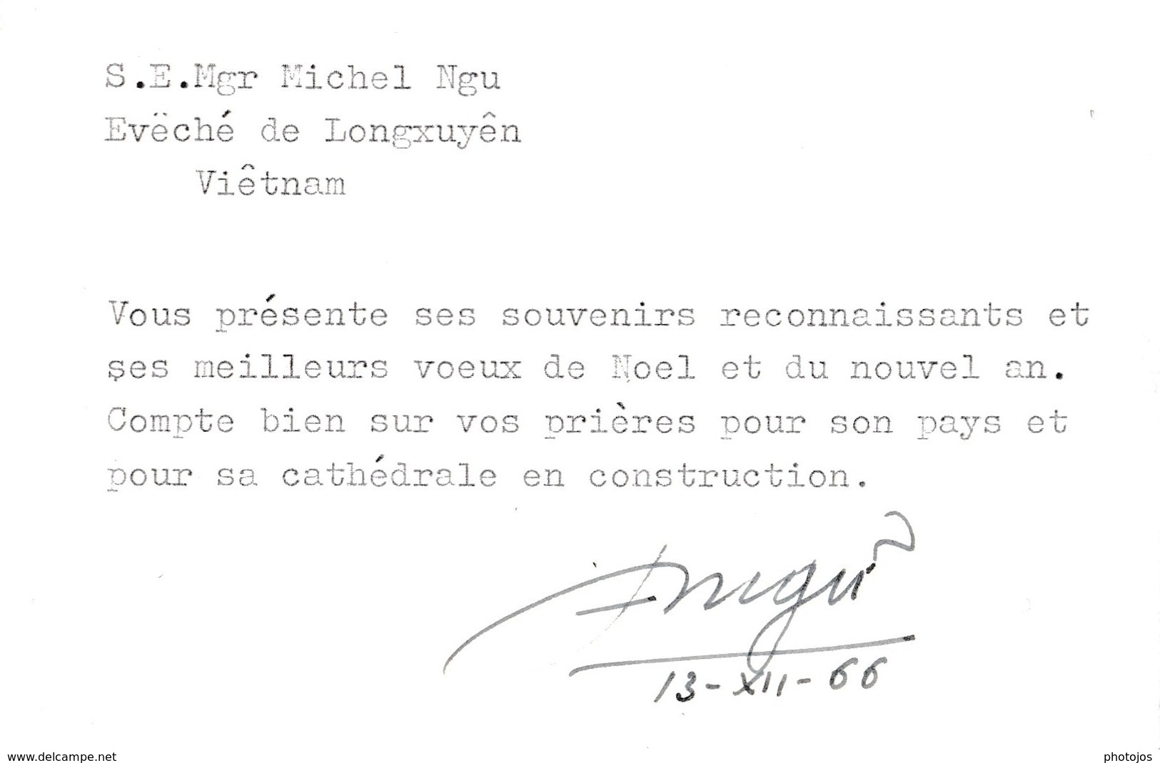 Photo  Format Carte : Long Xuyen (Indochine Vietnam) Cathédrale Regina Pacis En Construction  Signé Ngu 1966 - Lieux