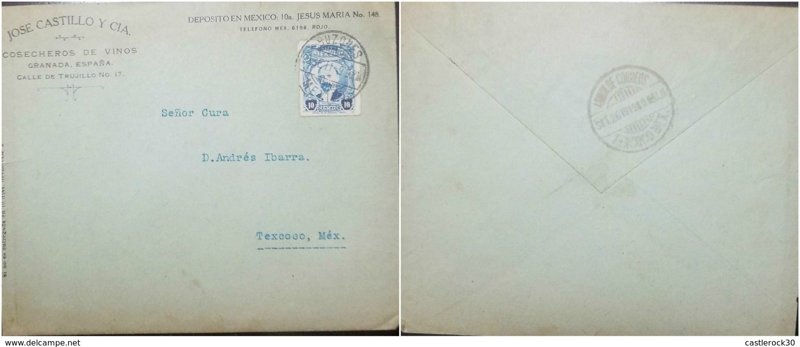 O) 1919 MEXICO, F.I MADERO-SCOTT A73, ISSUE ROULETTED, TO TEXCOCO WINES, XF - Mexico