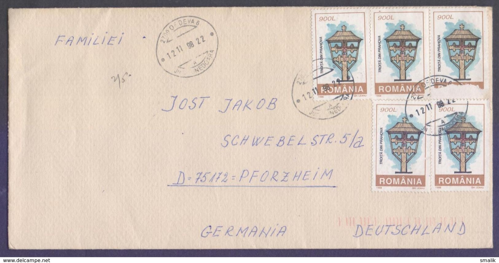 ROMANIA Postal History Cover, Used 1998 - Briefe U. Dokumente