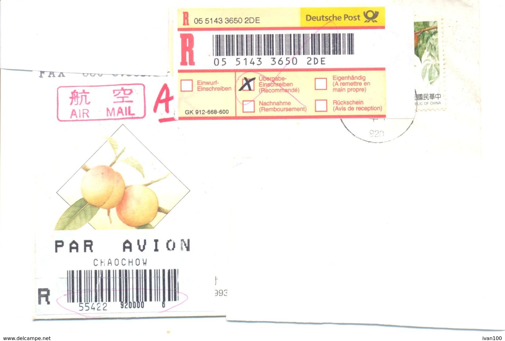 2001.Taiwan, The Letter Sent By Registered Air-mail Post To Moldova - Covers & Documents