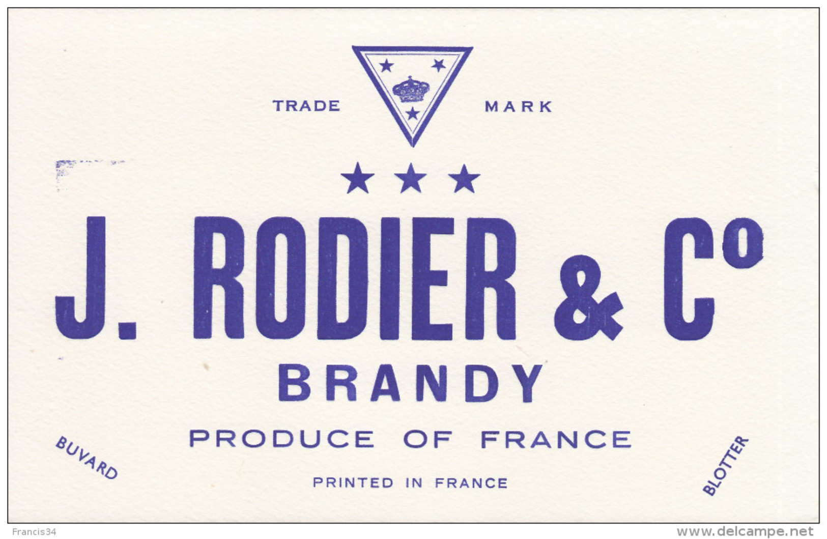 Buvard Brandy J. Rodier Et Cie - Liqueur & Bière