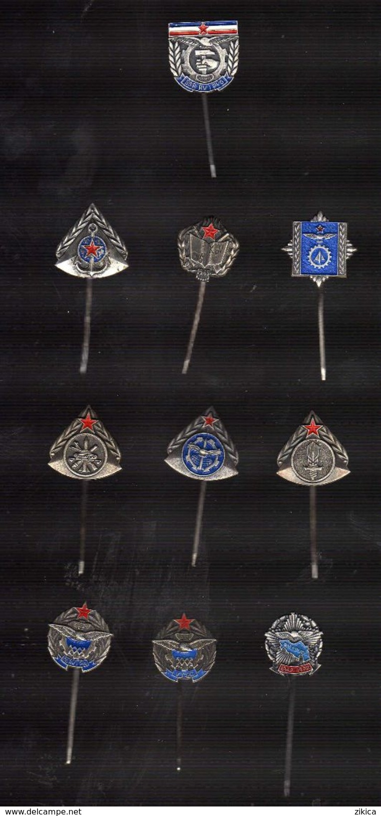 Army.Lot 10 Pins Of Military School Of Yugoslav Army.cadets - Infantry, Artillery, Anti-air Defense, Navy, Pilots, - Militair & Leger