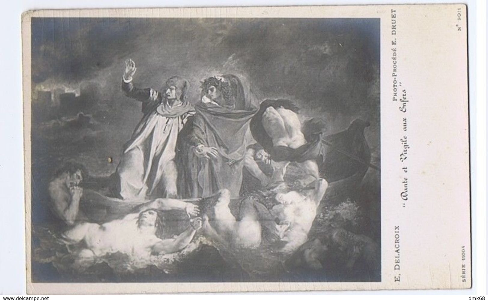 E. DELACROIX - DANTE & VIRGILE - PHOTO E. DRUET - RPPC POSTCARD 1910s (51) - Peintures & Tableaux