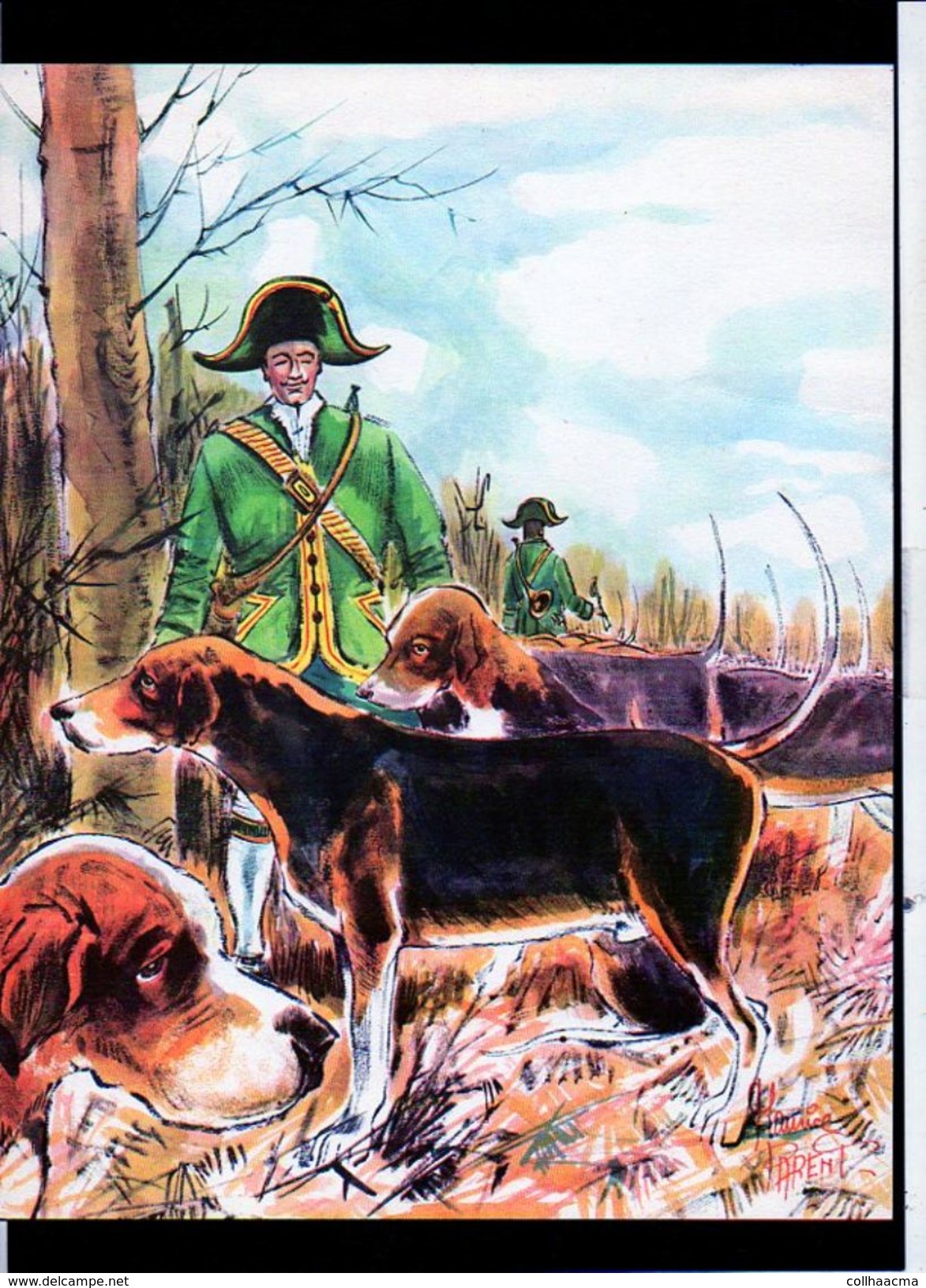 Publicité Pharmaceutique Laboratoires Fournier / Lithographie De Maurice Parent "Fox-Hounds" Chien De Vénerie N°15 - Lithographies