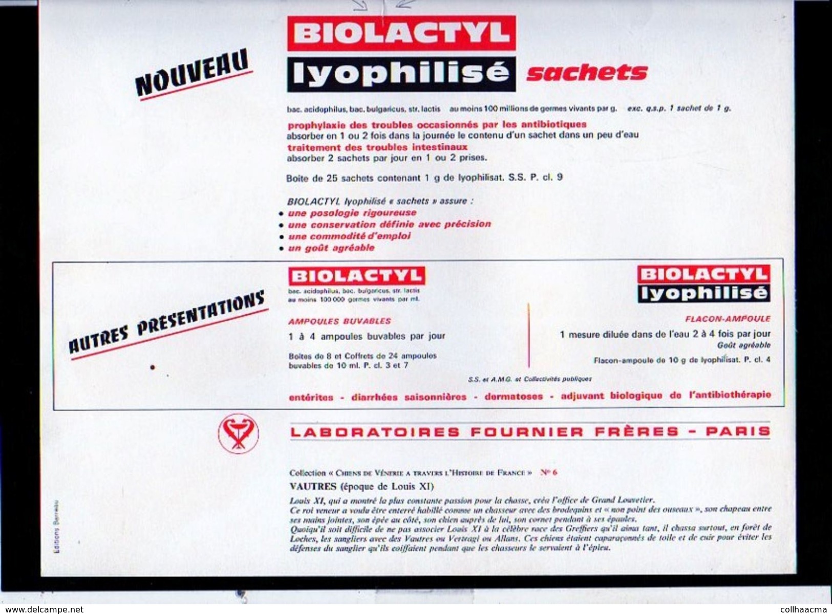 Publicité Pharmaceutique Laboratoires Fournier / Lithographie De Maurice Parent "Vautres" Chien De Vénerie N°6 - Lithographies