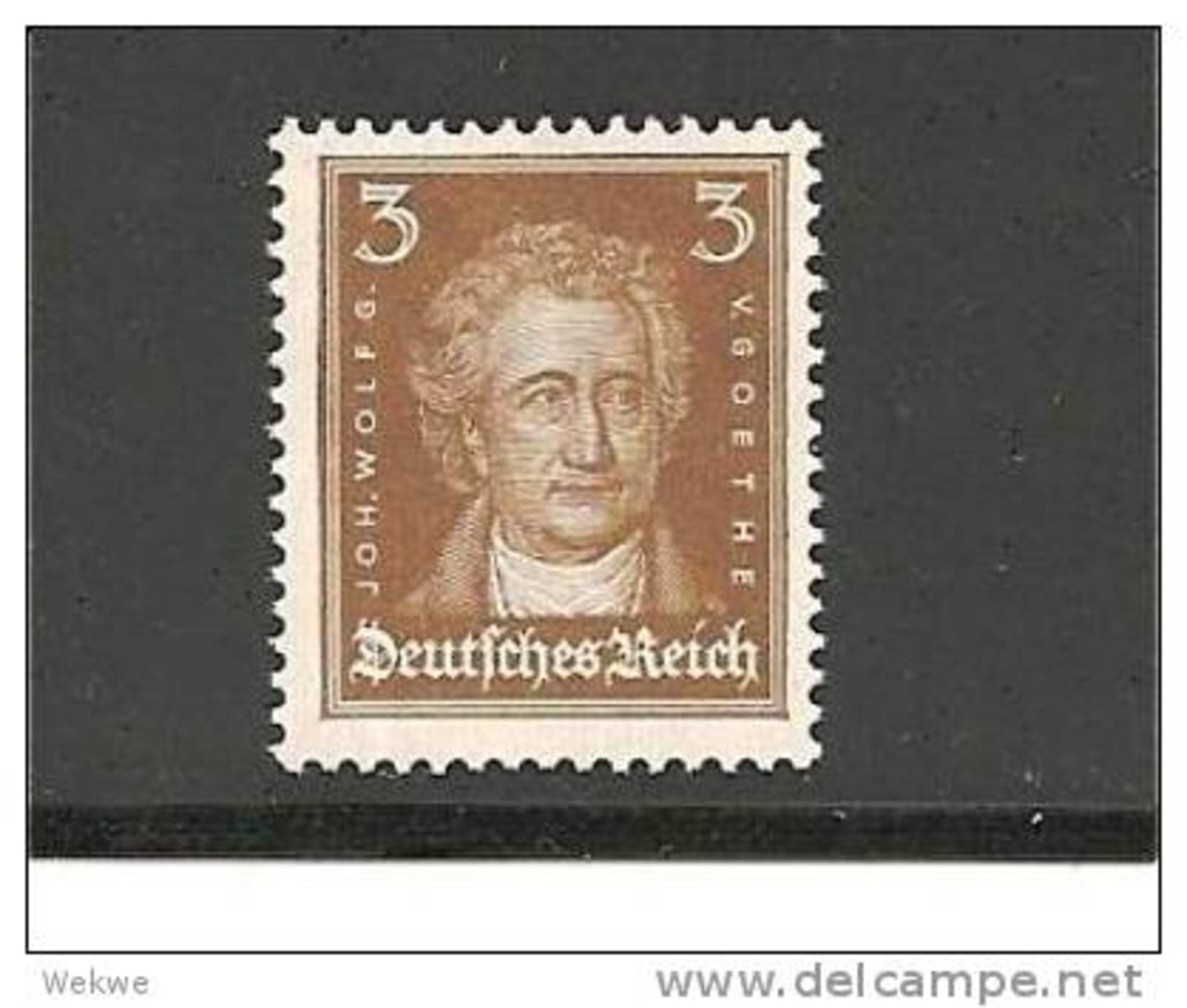 Mi.Nr.386++/ 1927 Goethe 3 Pfg. Braun ** - Nuovi
