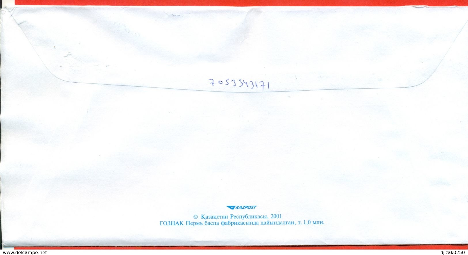 Kazakhstan 2001.Envelope With A Printed Original Stamp. Communication. Really Went Through The Mail.Registered. - Kazakhstan