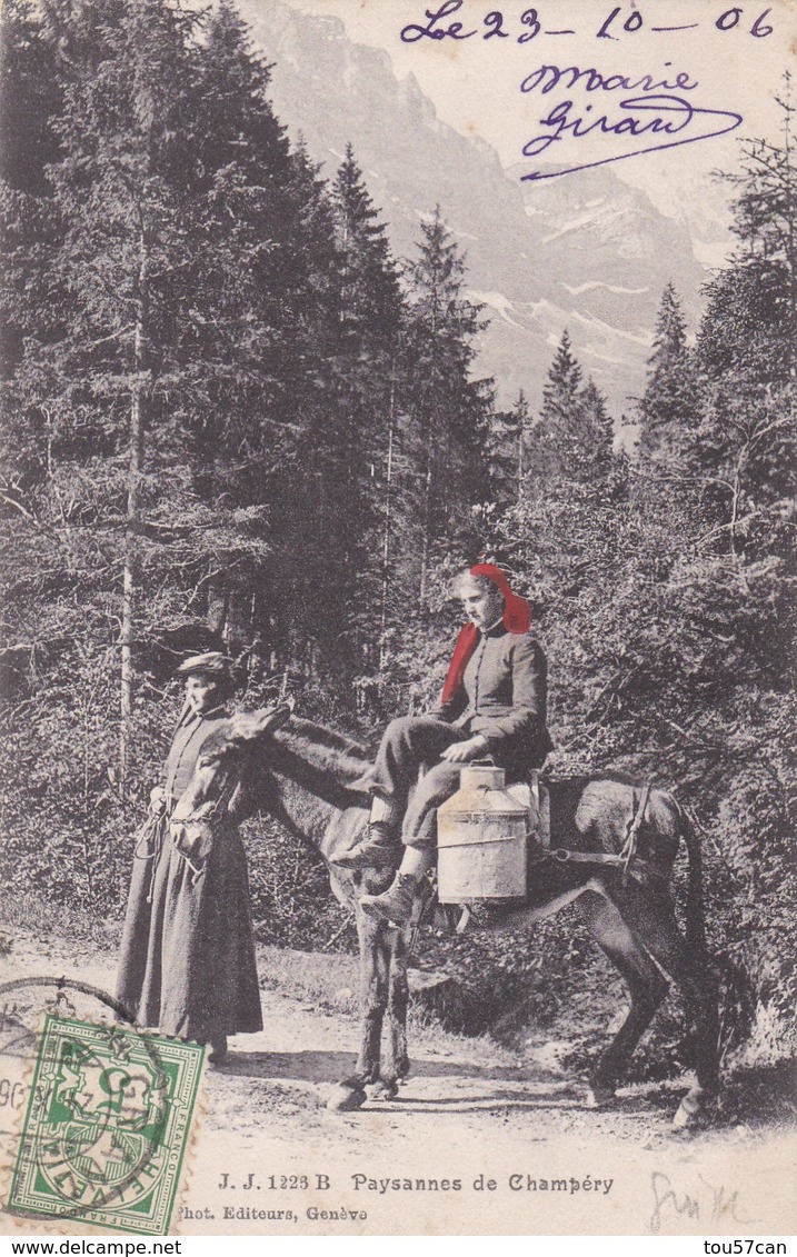 CHAMPERY - VALAIS - SUISSE - PEU COURANTE CPA PRÉCURSEUR ANIMÉE DE 1906 - BEL AFFRANCHISSEMENT POSTAL. - Champéry