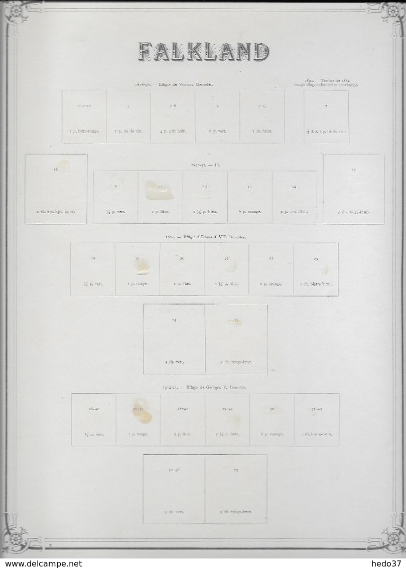 Falkland & Dépendances - 1878/1972 - Feuilles Yvert Et Tellier Standart Complet - 17 Pages - Falkland