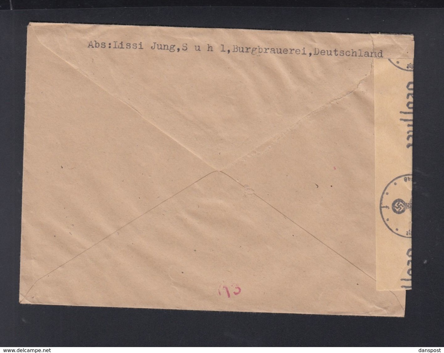 Dt. Reich Brief 1942 Suhl Nach Kopenhagen Zensur - Storia Postale