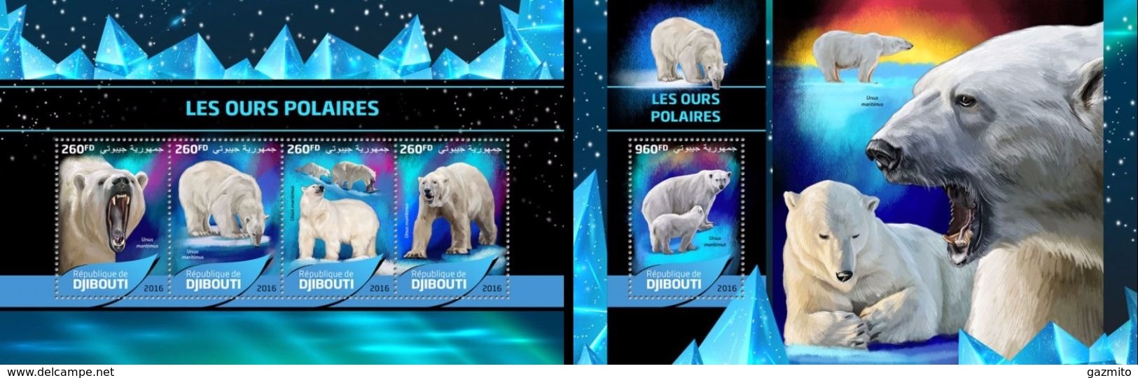 Djibouti 2016, Animals, Polar Bears, 4val In BF +BF - Arctic Wildlife