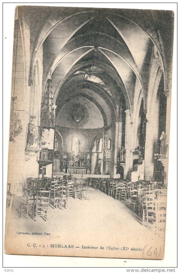 *** 64  ***   MORLAAS  Intérieur De L'église Timbre Décolé - - Morlaas