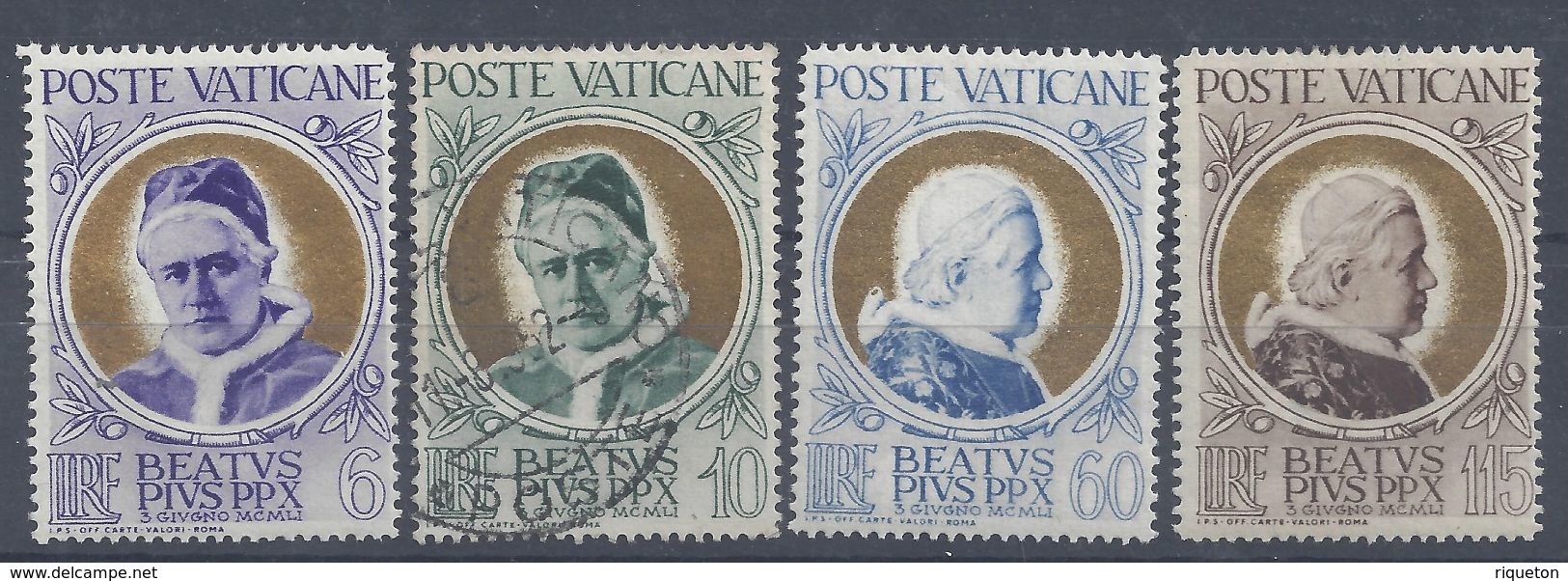 VATICAN - 1951 - N° 163/166 - Neufs X Traces (164 Oblitéré) Cote 25 € - B/TB - - Ongebruikt