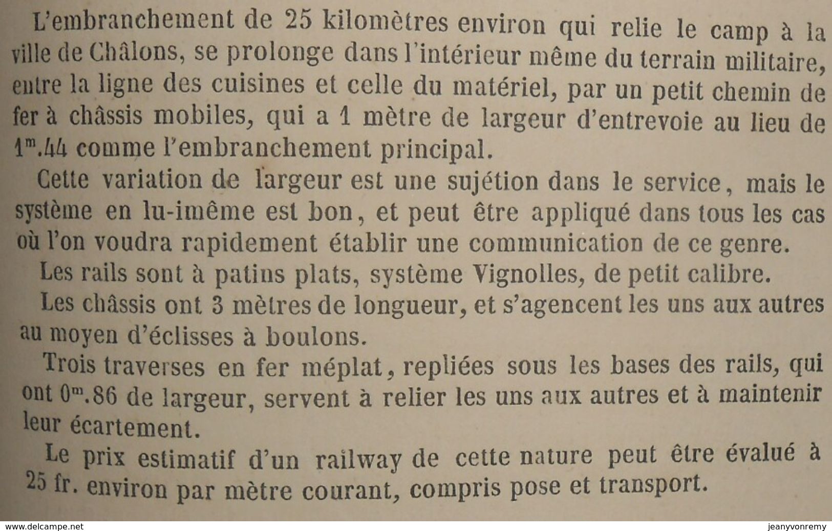 Plan De Chemin De Fer Mobile Du Camp De Chalons. 1858 - Opere Pubbliche