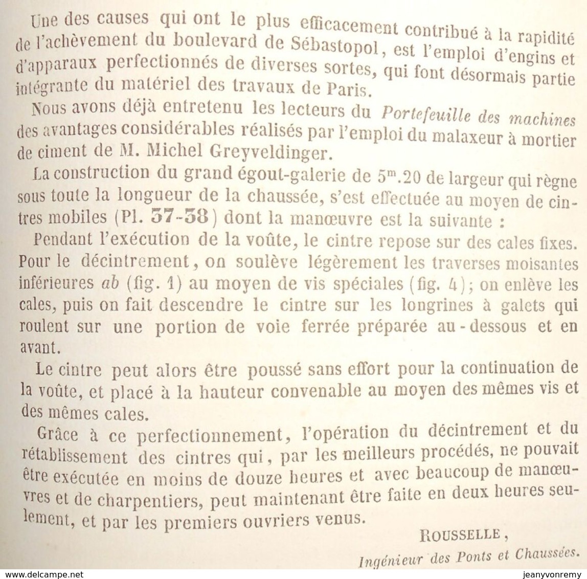 Plan De Cintres Mobiles Employés à La Construction De L'égout Galerie Du Boulevard De Sébastopol. 1858 - Obras Públicas