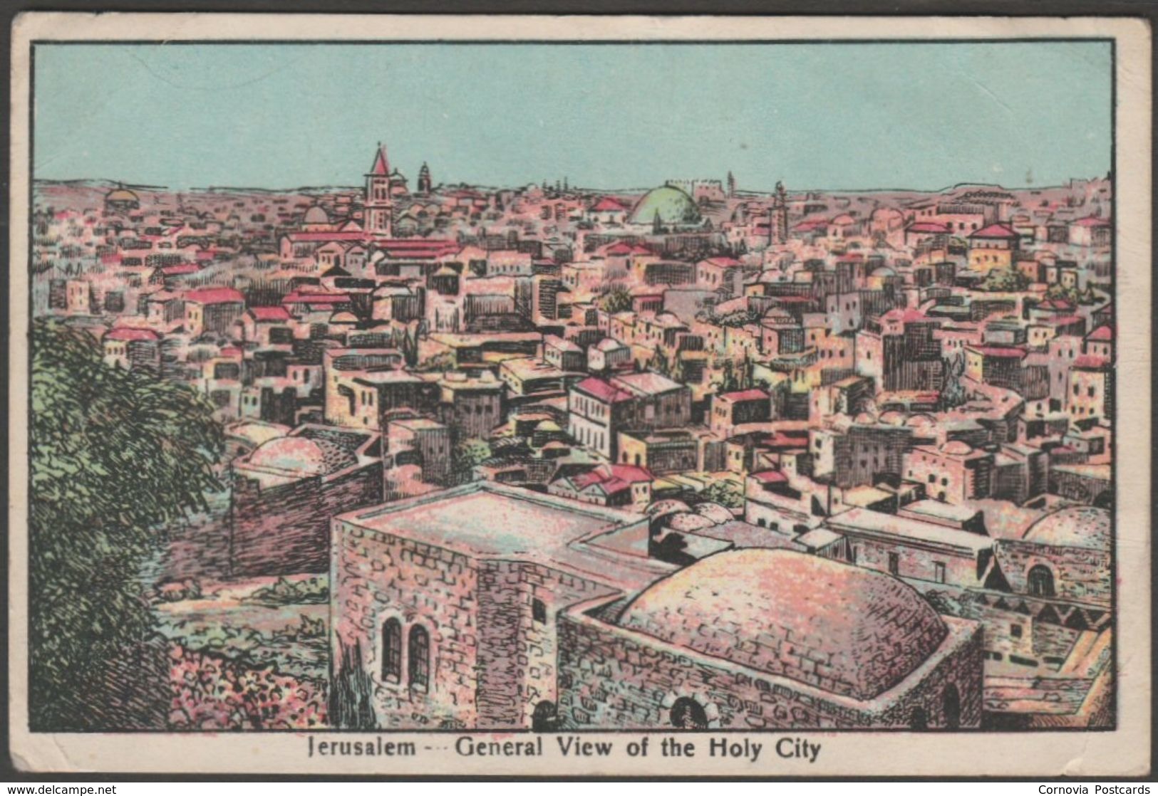 General View Of The Holy City, Jerusalem, 1945 - MW Postcard - Field Post Office - Palästina