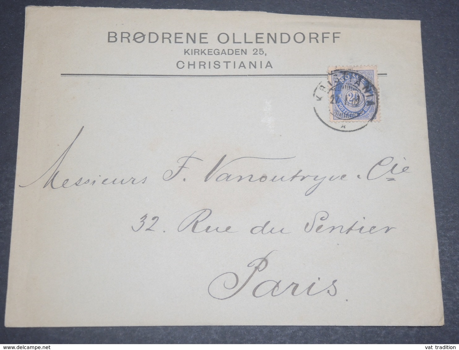 NORVÈGE - Enveloppe Commerciale De Kristiana Pour Paris En 1902 - L 11934 - Lettres & Documents