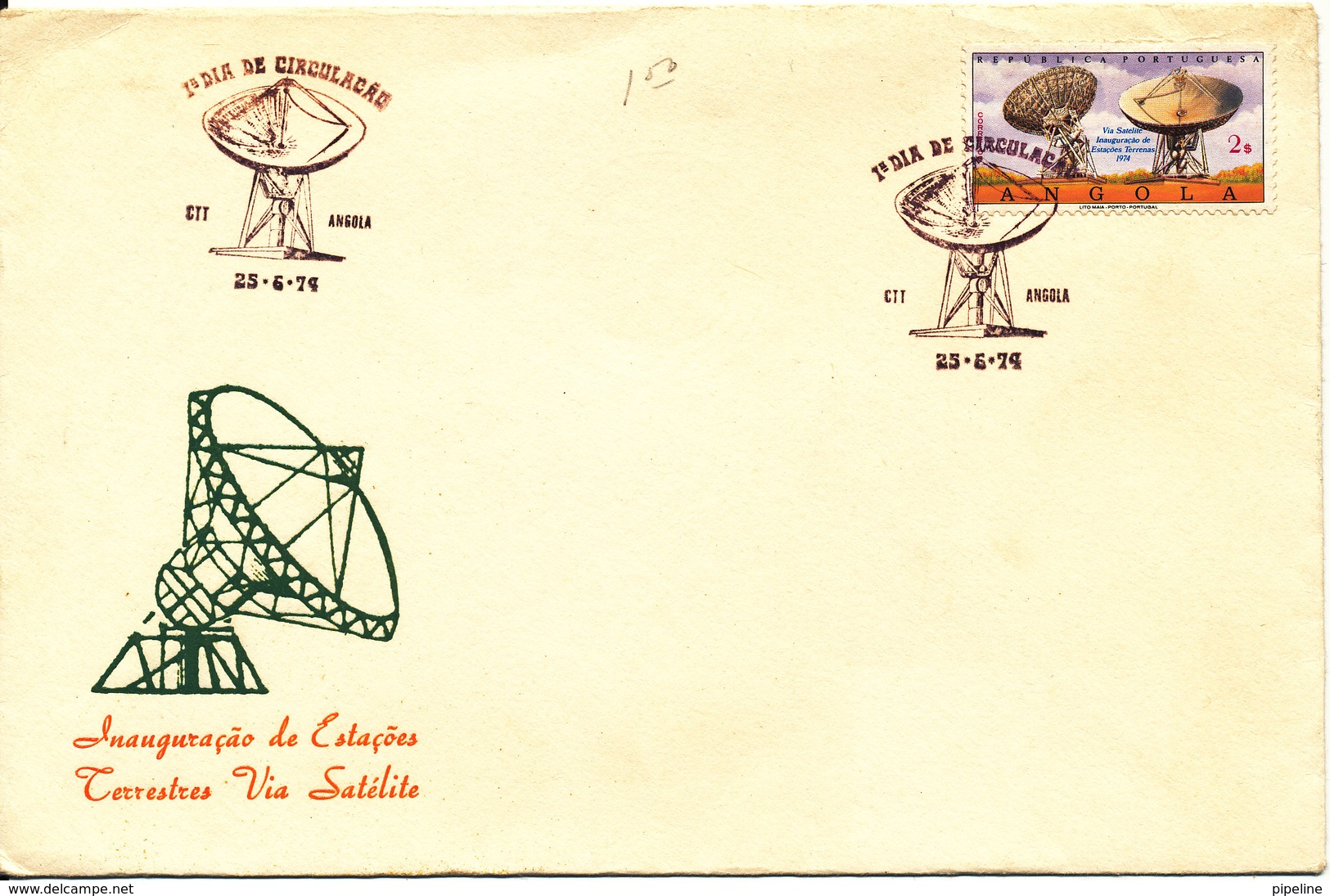 Angola FDC 25-6-1974 Inauguration Earth Stations Communication With Cachet - Angola
