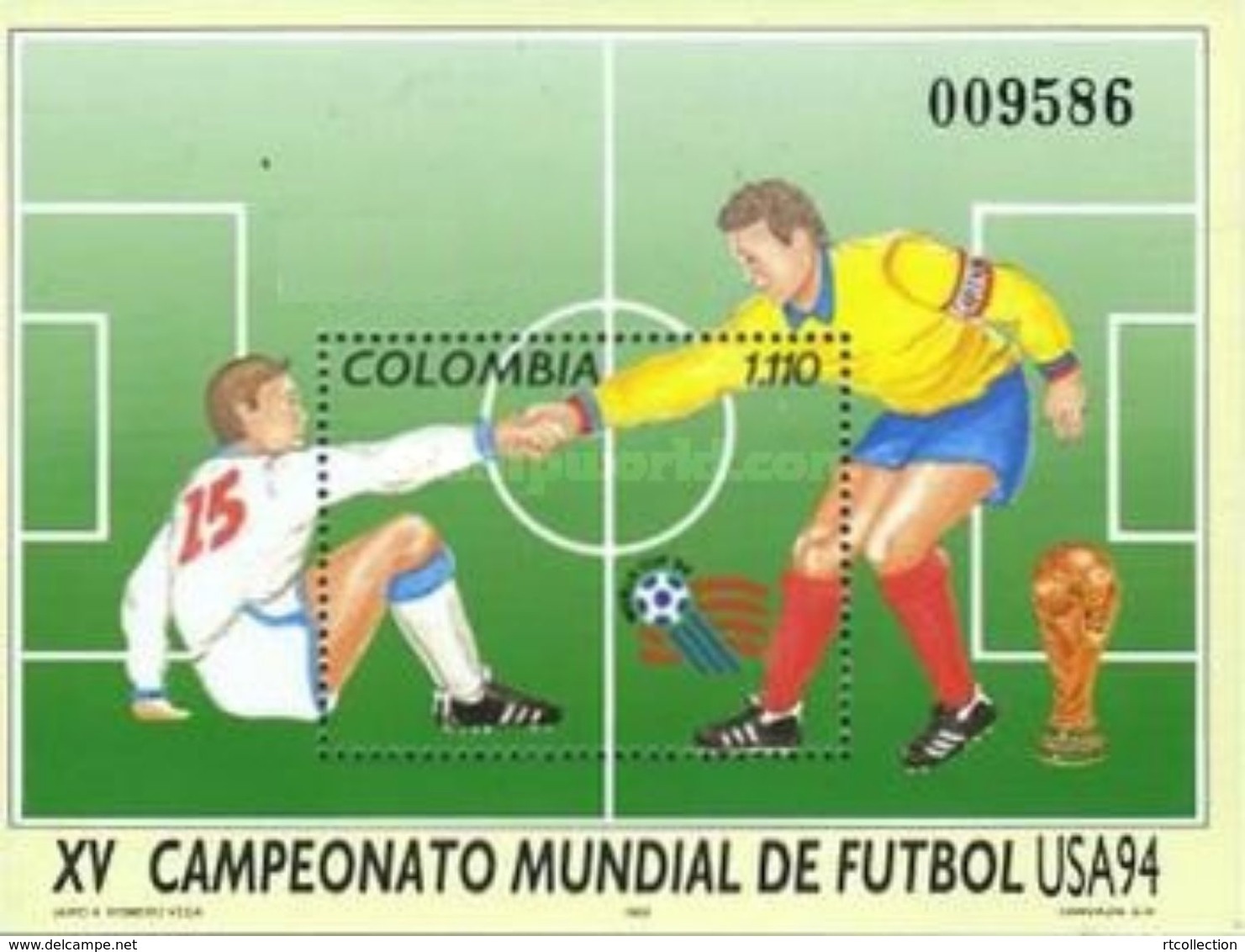 Colombia 1994 Football FIFA World Cup USA ' 94 Atlanta Sports Soccer Sporters S/S Stamp MNH Michel 1942 Bl.50 - Kolumbien