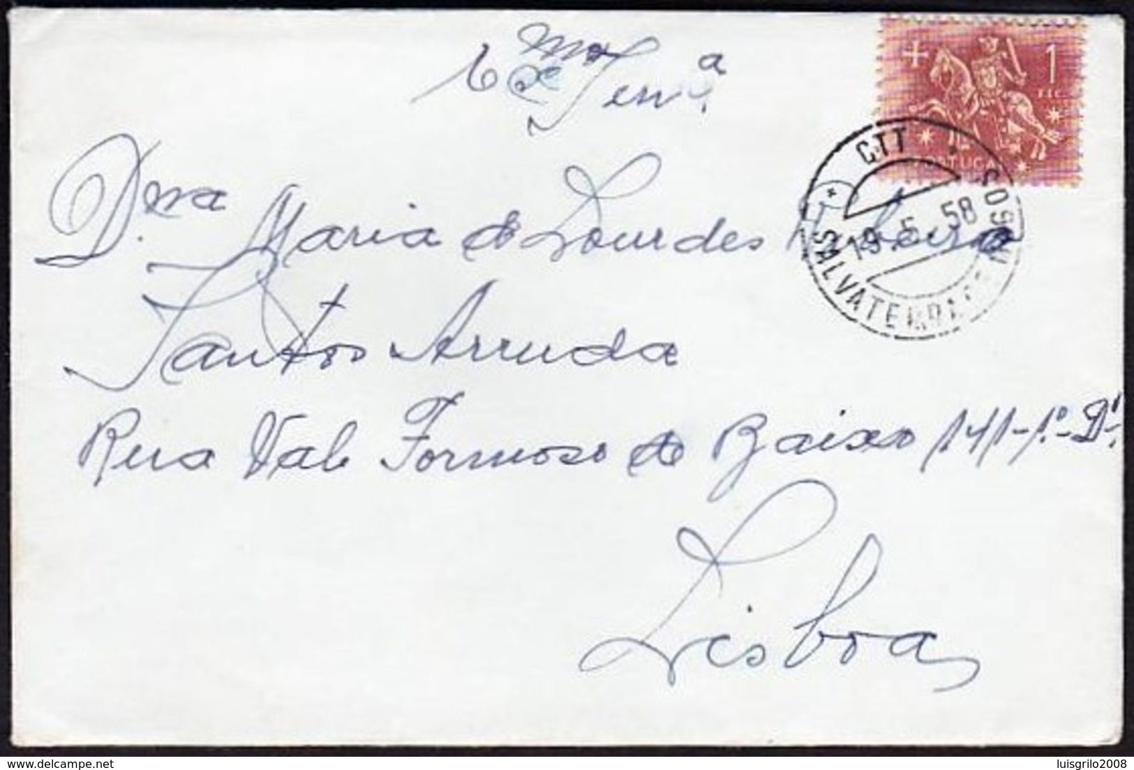 Cover + Letter - Salvaterra De Magos To Lisboa, Portugal // Cancel - Salvaterra De Magos1958 - Cartas & Documentos