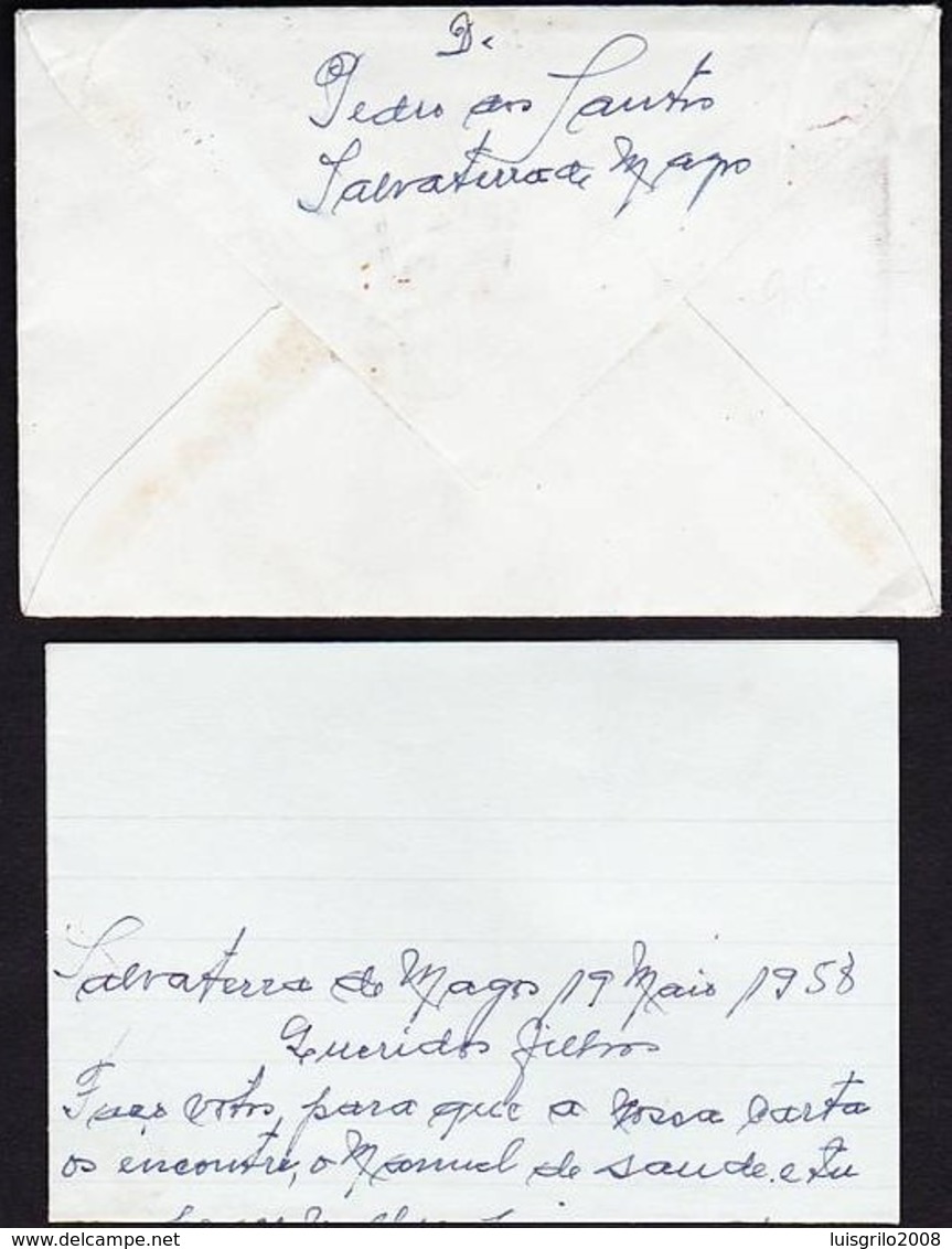 Cover + Letter - Salvaterra De Magos To Lisboa, Portugal // Cancel - Salvaterra De Magos1958 - Cartas & Documentos