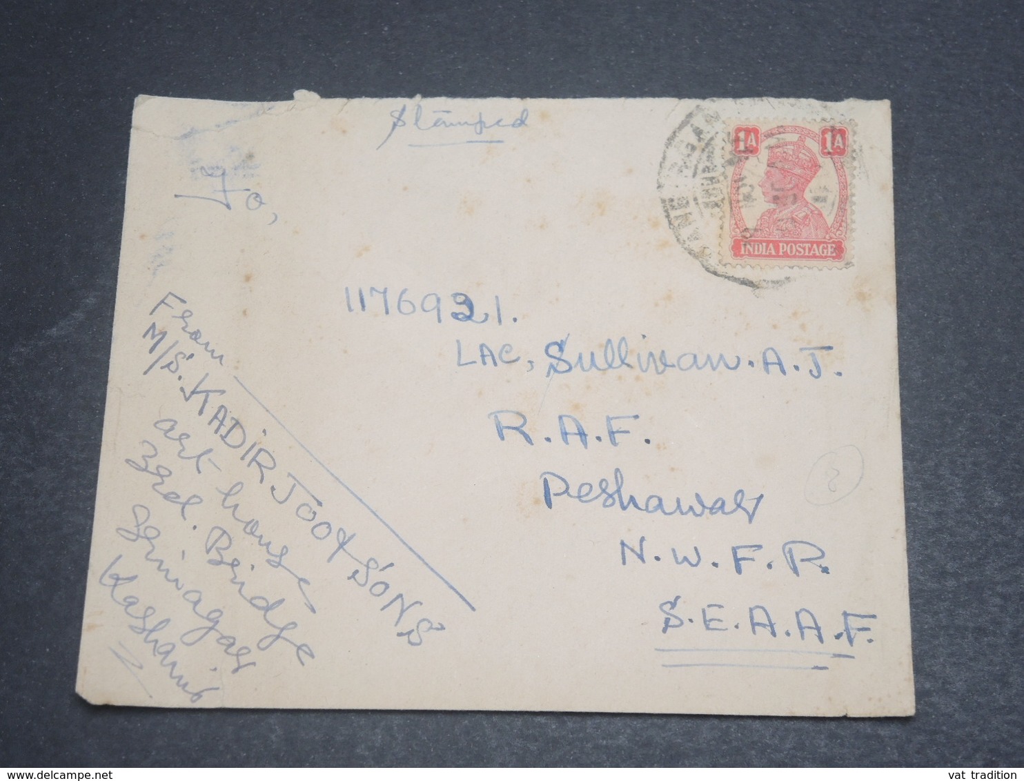 INDE - Enveloppe De Srinagar Pour Peshawar En 1945 - L 11949 - 1936-47 Koning George VI