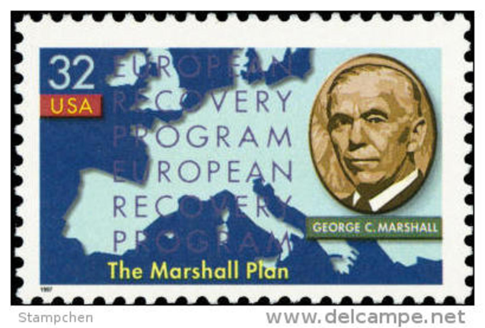 1997 USA Marshall Plan 50th Anniversary Stamp #3141 NATO Famous Map - Unused Stamps