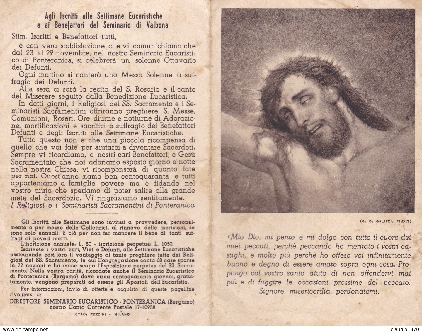 SANTINO PIEGHEVOLE  -  DI GESù - Images Religieuses