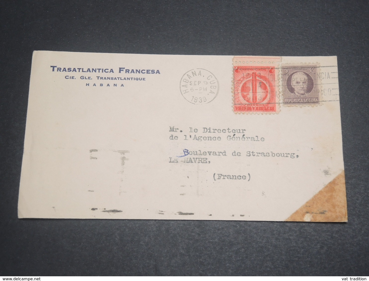 CUBA - Enveloppe Commerciale De La Havane Pour La France En 1939 - L 11973 - Cartas & Documentos