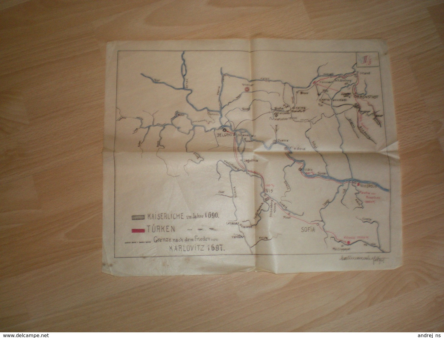 Old Map, Hand-drawn  Kaiserliche Im Jahre 1690  Turken Karlovitz 1697 - Geographical Maps