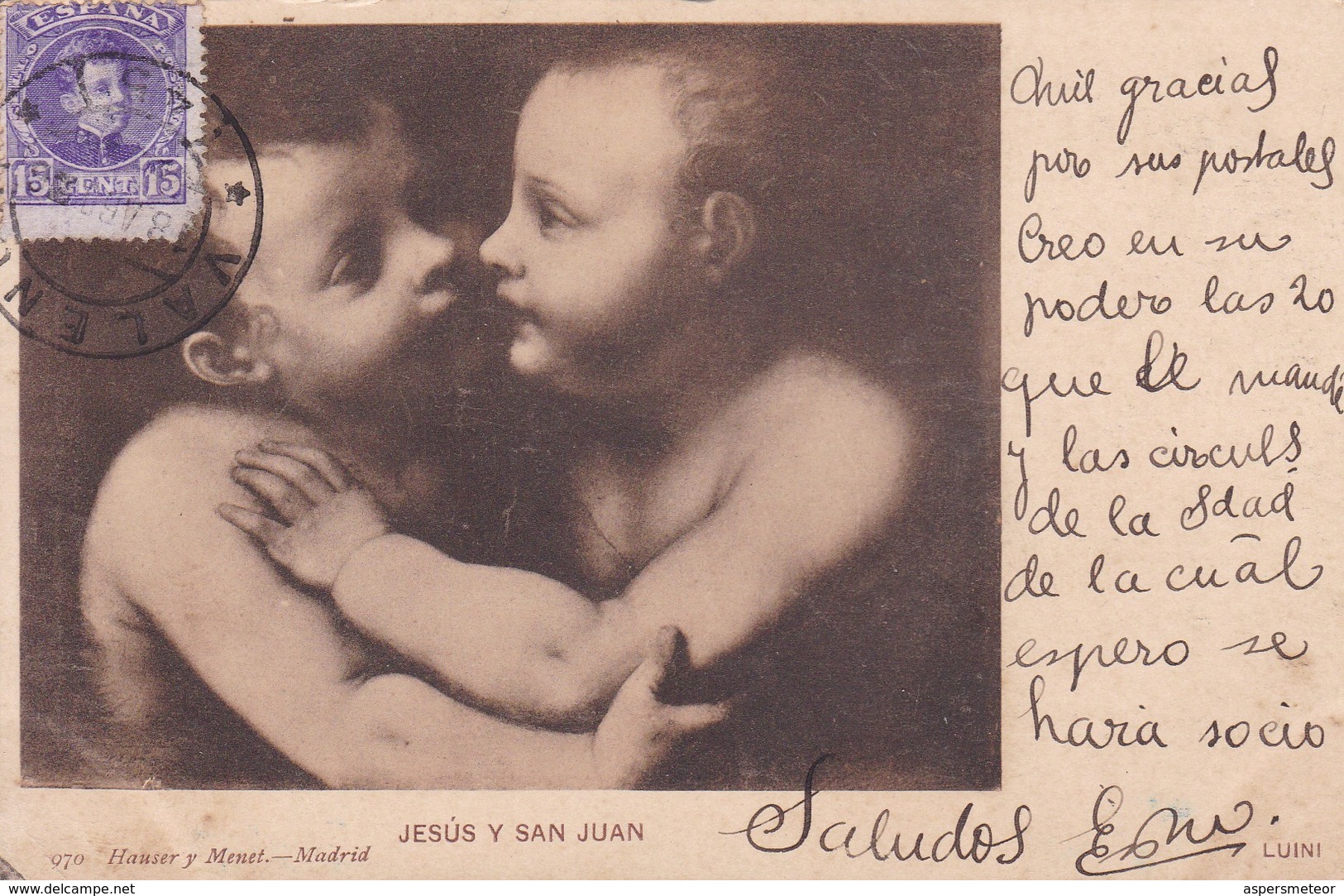 JESUS Y SAN JUAN. LUINI. HAUSER Y MENET-CIRCULEE TO URUGUAY-TBE-BLEUP - Peintures & Tableaux