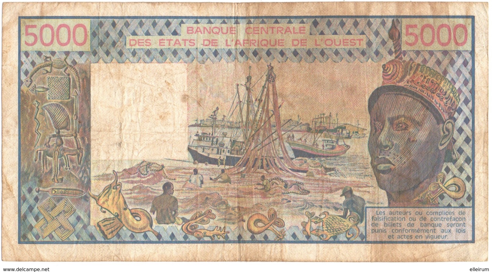 BILLET. BANQUE CENTRALE Des ETATS De L'AFRIQUE De L'OUEST. 5000 FRANCS.1989. - États D'Afrique De L'Ouest