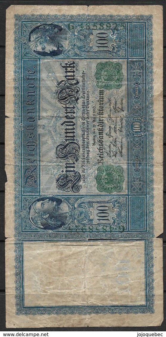 Billet De Allemand 100 Mark, BANKNOTE OF GERMANY, 100 MARK - 100 Mark