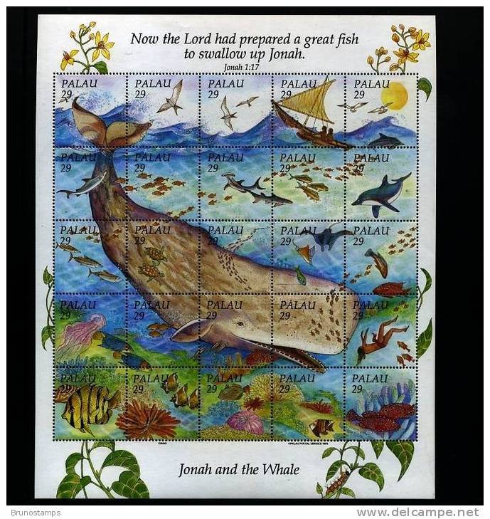 PALAU - 1993 JONAH AND THE WHALE SHEETLET  MINT NH - Palau