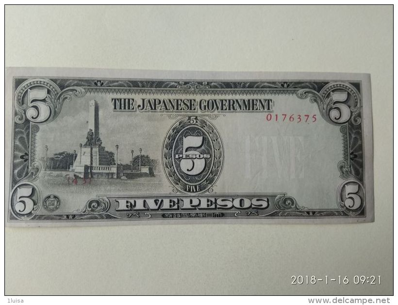 5 Pesos 1944 - Japan
