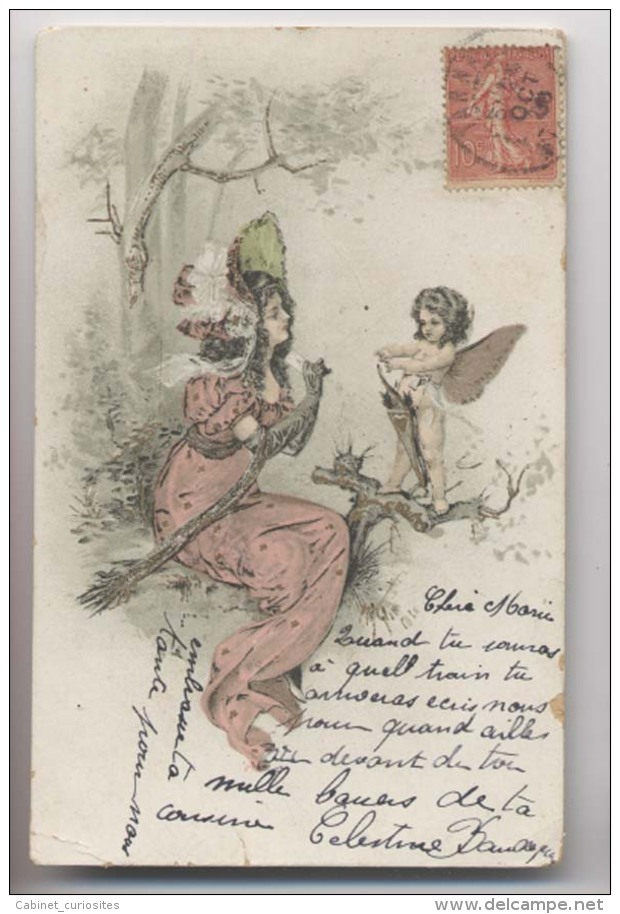 Femme Et Petit Ange - Fée - 1906 - Illustration - Roman,tique - Cupidon - Engelen