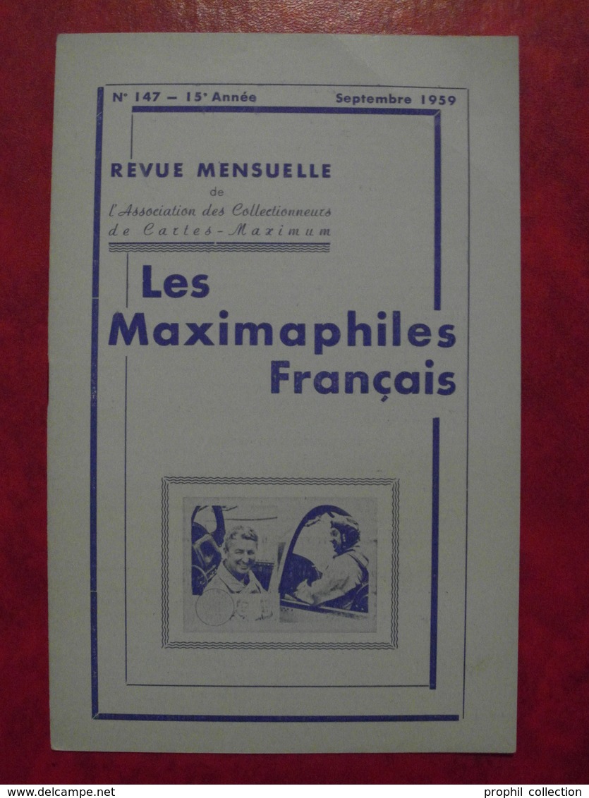 LES MAXIMAPHILES FRANÇAIS : REVUE MENSUELLE N°147 (1959) / ASSOCIATION DES COLLECTIONNEURS DE CARTES MAXIMUM (FRANCAIS) - Philatélie Et Histoire Postale