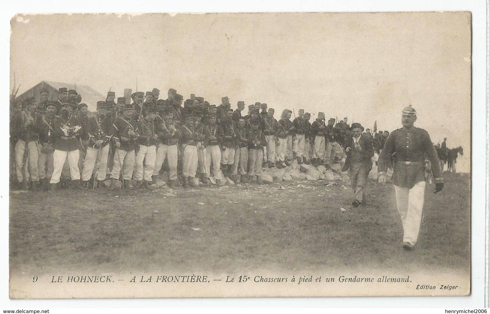 68 Haut Rhin Le Hohneck A La Frontière Le 15e Chasseurs A Pied Et Un Gendarme Allemand - Other & Unclassified