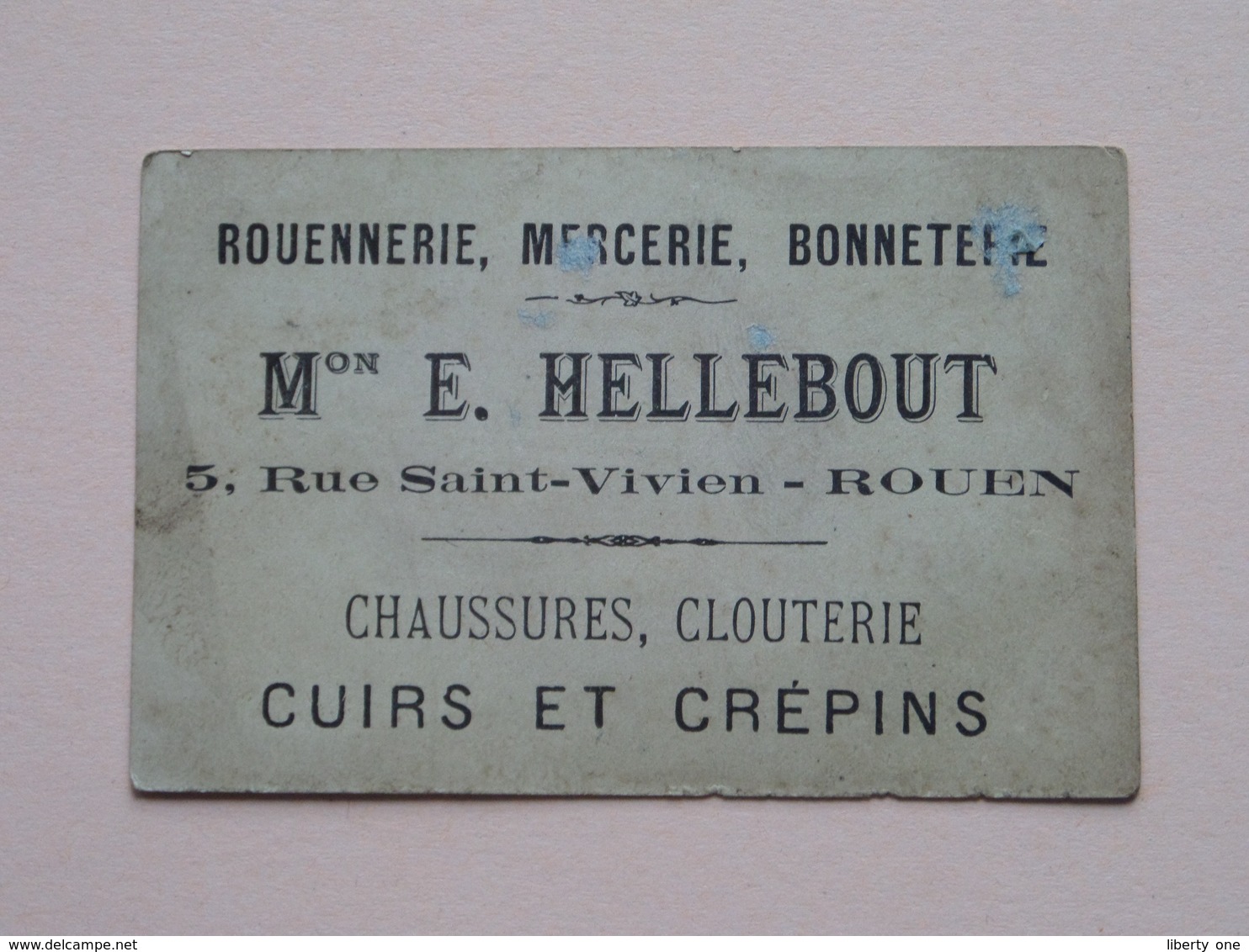 Mon E. HELLEBOUT - 5 Rue Saint-Vivien ROUEN Chaussures, Clouterie ( L'équitation ) ( Voir Photo ) ! - Publicidad