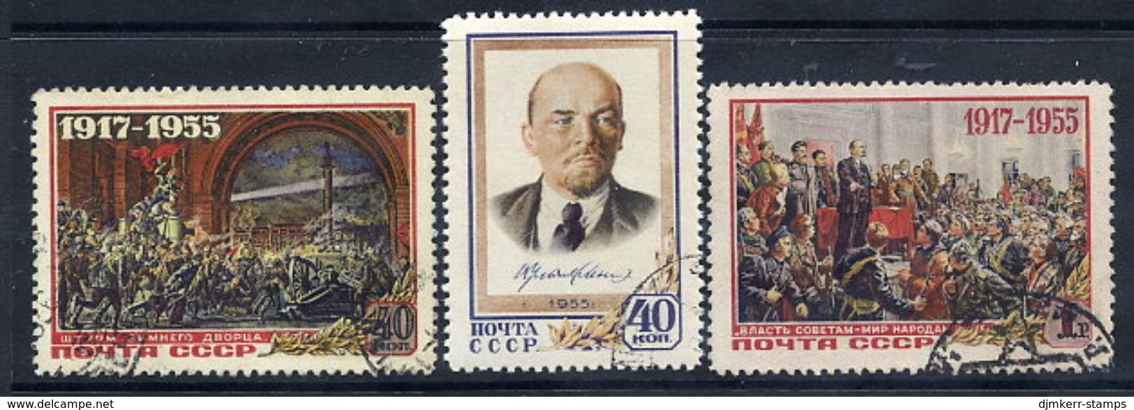 SOVIET UNION 1955 October Revolution Anniversary, Used.  Michel 1786-88 - Gebraucht