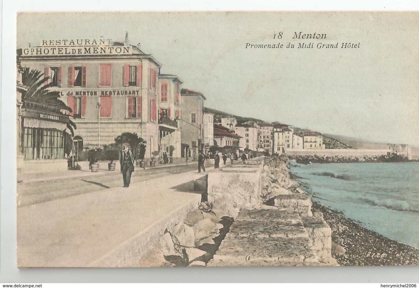 06 Menton Promenade Du Midi Grand Hotel 1914 - Menton