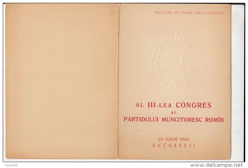 ROMANIAN WORKERS PARTY CONGRESS, BOOKLET, 1960, ROMANIA - Carnets